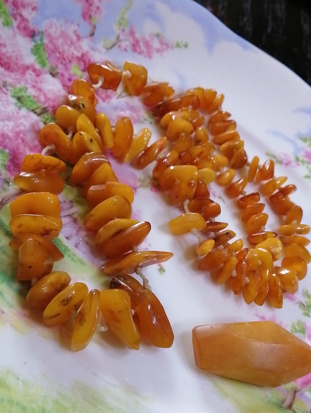 Natural Butterscotch Egg Yolk Amber Nuggets Hand Knotted Vintage Necklace 25"